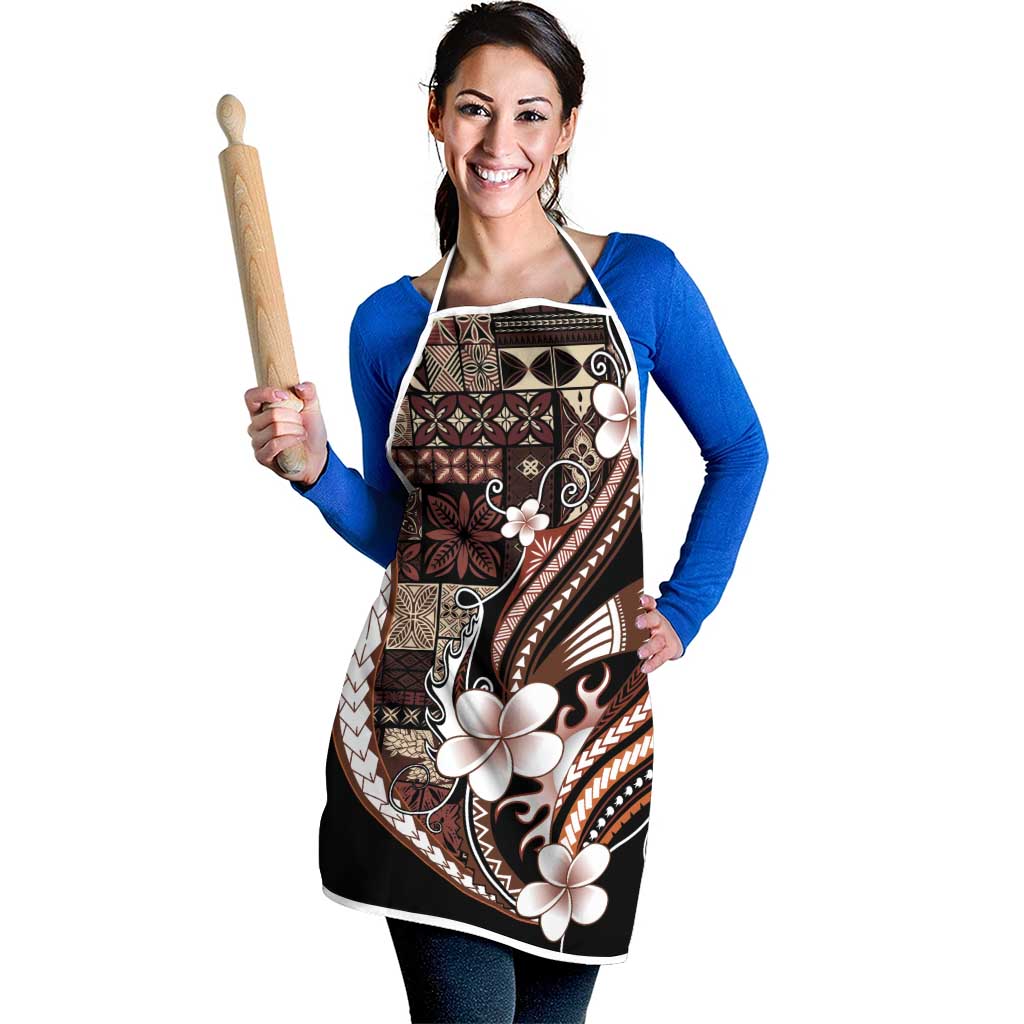 Samoa Siapo Tribal Pattern Apron Brown Polynesian Plumeria Tapa Motif LT9 - Polynesian Pride