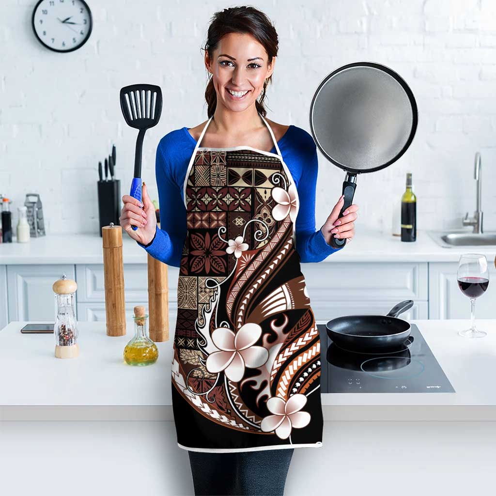 Samoa Siapo Tribal Pattern Apron Brown Polynesian Plumeria Tapa Motif LT9 - Polynesian Pride