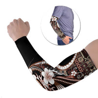 Samoa Siapo Tribal Pattern Arm Sleeves Brown Polynesian Plumeria Tapa Motif LT9 Set of 2 Brown - Polynesian Pride