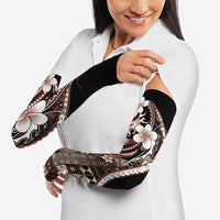Samoa Siapo Tribal Pattern Arm Sleeves Brown Polynesian Plumeria Tapa Motif LT9 - Polynesian Pride