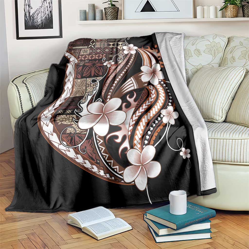 Samoa Siapo Tribal Pattern Blanket Brown Polynesian Plumeria Tapa Motif LT9 Brown - Polynesian Pride