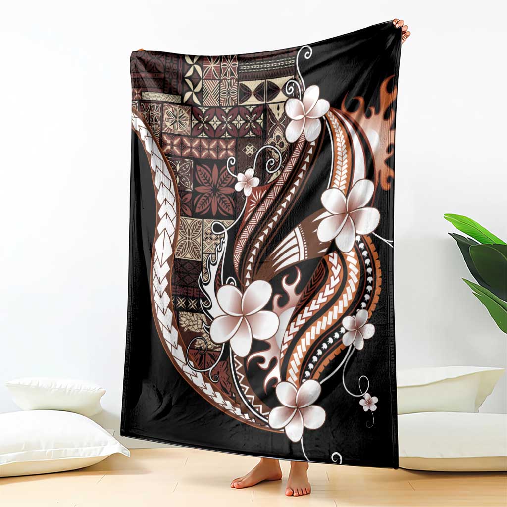 Samoa Siapo Tribal Pattern Blanket Brown Polynesian Plumeria Tapa Motif LT9 - Polynesian Pride