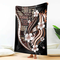 Samoa Siapo Tribal Pattern Blanket Brown Polynesian Plumeria Tapa Motif LT9 - Polynesian Pride