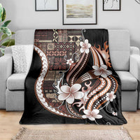 Samoa Siapo Tribal Pattern Blanket Brown Polynesian Plumeria Tapa Motif LT9 - Polynesian Pride