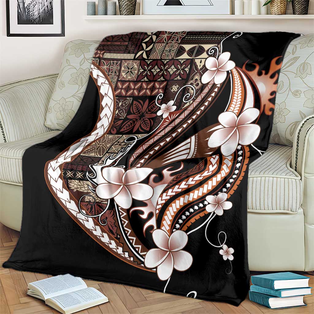 Samoa Siapo Tribal Pattern Blanket Brown Polynesian Plumeria Tapa Motif LT9 - Polynesian Pride