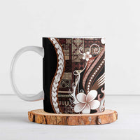 Samoa Siapo Tribal Pattern Ceramic Mug Brown Polynesian Plumeria Tapa Motif LT9 Brown - Polynesian Pride