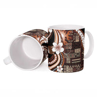 Samoa Siapo Tribal Pattern Ceramic Mug Brown Polynesian Plumeria Tapa Motif LT9 - Polynesian Pride