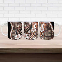 Samoa Siapo Tribal Pattern Ceramic Mug Brown Polynesian Plumeria Tapa Motif LT9 - Polynesian Pride