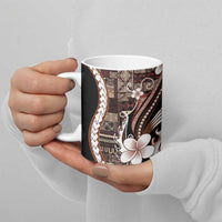 Samoa Siapo Tribal Pattern Ceramic Mug Brown Polynesian Plumeria Tapa Motif LT9 - Polynesian Pride