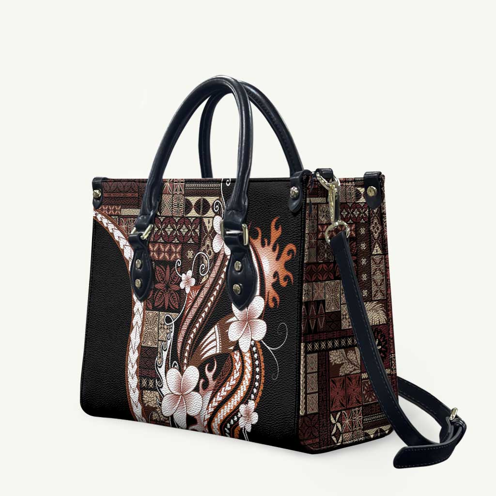 Samoa Siapo Tribal Pattern Leather Bag Brown Polynesian Plumeria Tapa Motif LT9 Brown - Polynesian Pride