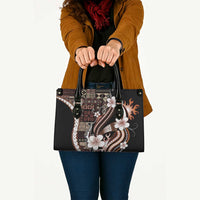 Samoa Siapo Tribal Pattern Leather Bag Brown Polynesian Plumeria Tapa Motif LT9 - Polynesian Pride