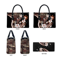 Samoa Siapo Tribal Pattern Leather Bag Brown Polynesian Plumeria Tapa Motif LT9 - Polynesian Pride