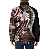 Samoa Siapo Tribal Pattern Padded Jacket Brown Polynesian Plumeria Tapa Motif LT9 - Polynesian Pride