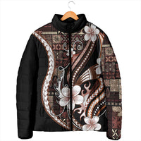 Samoa Siapo Tribal Pattern Padded Jacket Brown Polynesian Plumeria Tapa Motif LT9 - Polynesian Pride