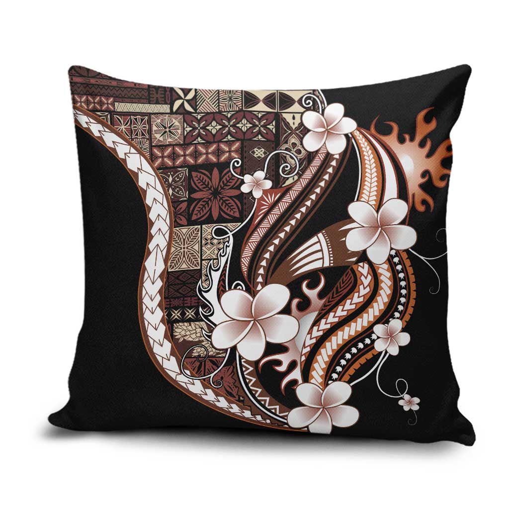 Samoa Siapo Tribal Pattern Pillow Cover Brown Polynesian Plumeria Tapa Motif LT9 Brown - Polynesian Pride