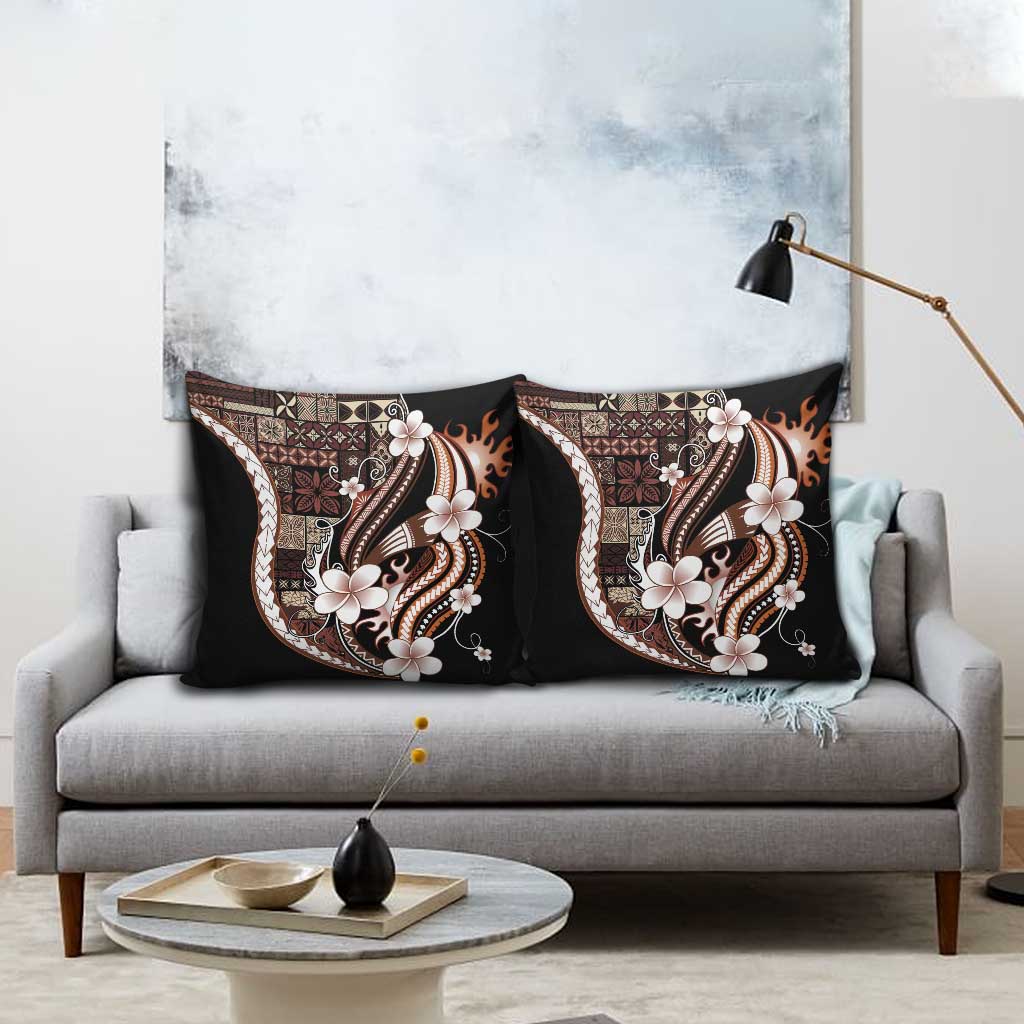 Samoa Siapo Tribal Pattern Pillow Cover Brown Polynesian Plumeria Tapa Motif LT9 - Polynesian Pride