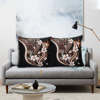 Samoa Siapo Tribal Pattern Pillow Cover Brown Polynesian Plumeria Tapa Motif LT9 - Polynesian Pride