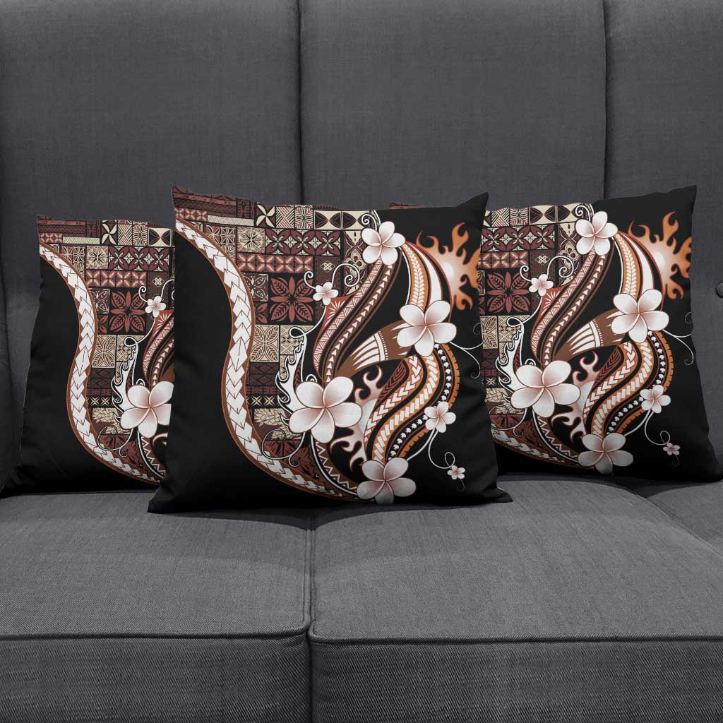 Samoa Siapo Tribal Pattern Pillow Cover Brown Polynesian Plumeria Tapa Motif LT9 - Polynesian Pride
