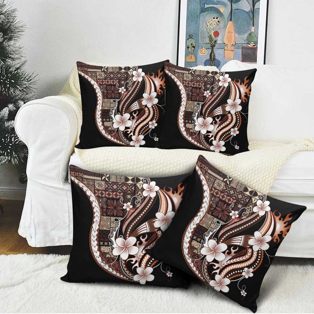 Samoa Siapo Tribal Pattern Pillow Cover Brown Polynesian Plumeria Tapa Motif LT9 - Polynesian Pride