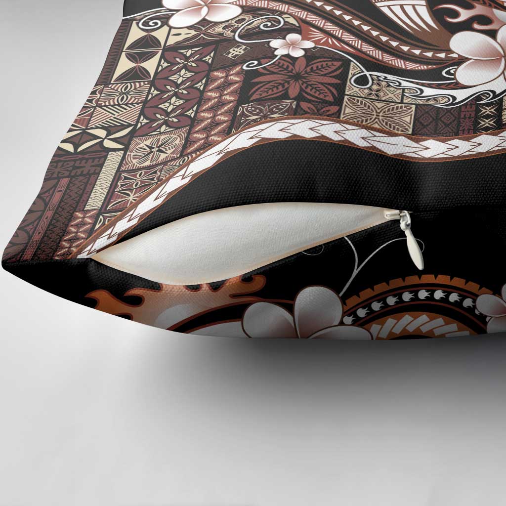 Samoa Siapo Tribal Pattern Pillow Cover Brown Polynesian Plumeria Tapa Motif LT9 - Polynesian Pride