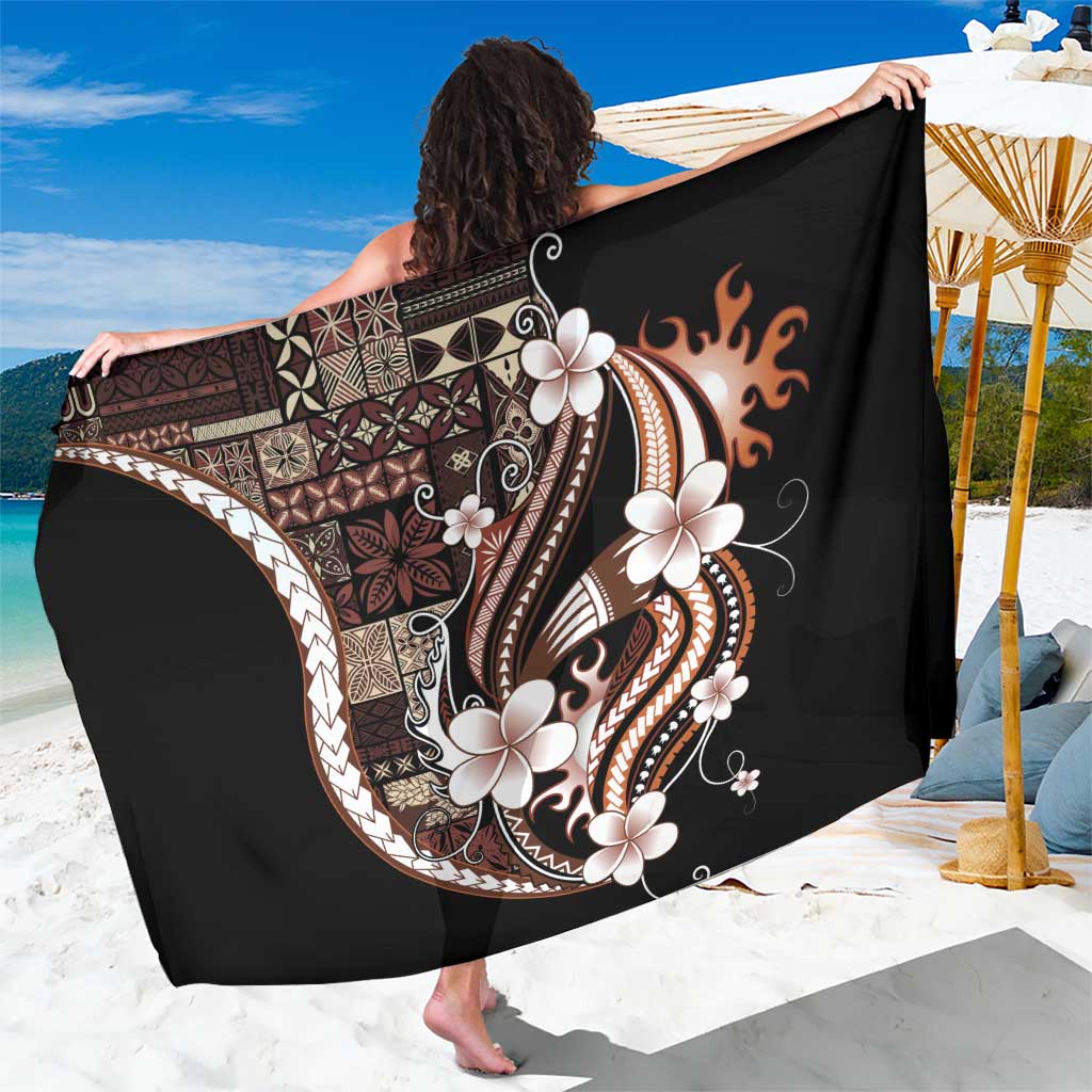 Samoa Siapo Tribal Pattern Sarong Brown Polynesian Plumeria Tapa Motif LT9 One Size 44 x 66 inches Brown - Polynesian Pride