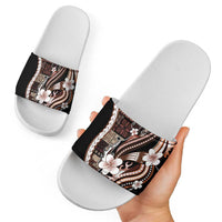Samoa Siapo Tribal Pattern Slide Sandals Brown Polynesian Plumeria Tapa Motif LT9 - Polynesian Pride