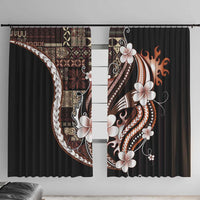Samoa Siapo Tribal Pattern Window Curtain Brown Polynesian Plumeria Tapa Motif LT9 With Hooks Brown - Polynesian Pride