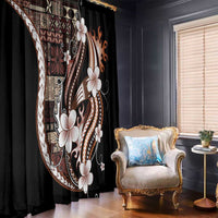 Samoa Siapo Tribal Pattern Window Curtain Brown Polynesian Plumeria Tapa Motif LT9 - Polynesian Pride