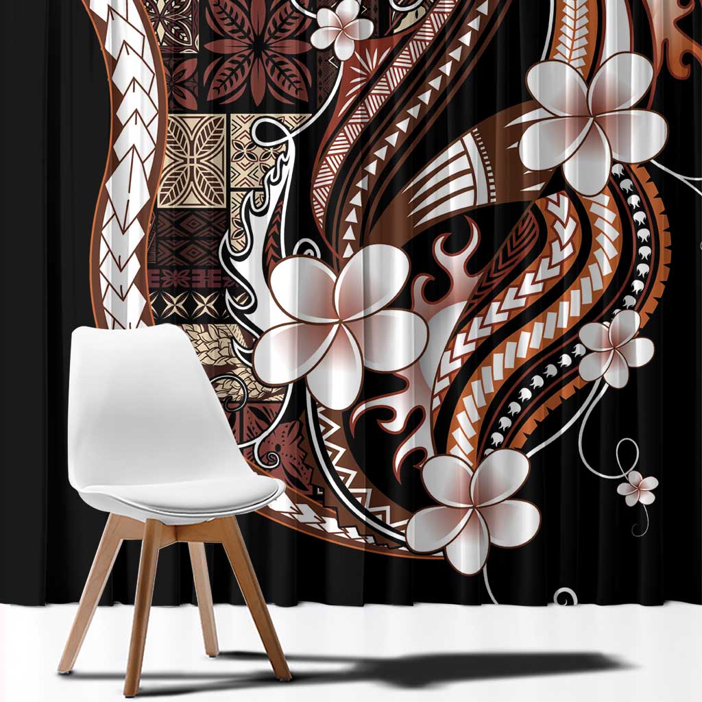 Samoa Siapo Tribal Pattern Window Curtain Brown Polynesian Plumeria Tapa Motif LT9 - Polynesian Pride