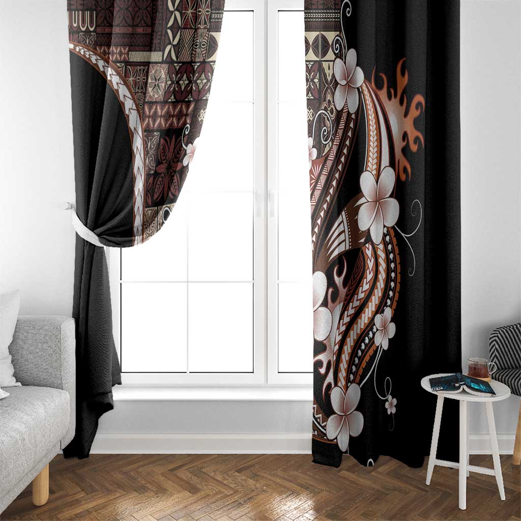 Samoa Siapo Tribal Pattern Window Curtain Brown Polynesian Plumeria Tapa Motif LT9 - Polynesian Pride