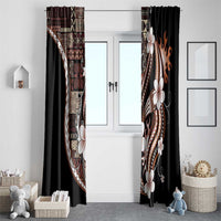 Samoa Siapo Tribal Pattern Window Curtain Brown Polynesian Plumeria Tapa Motif LT9 - Polynesian Pride