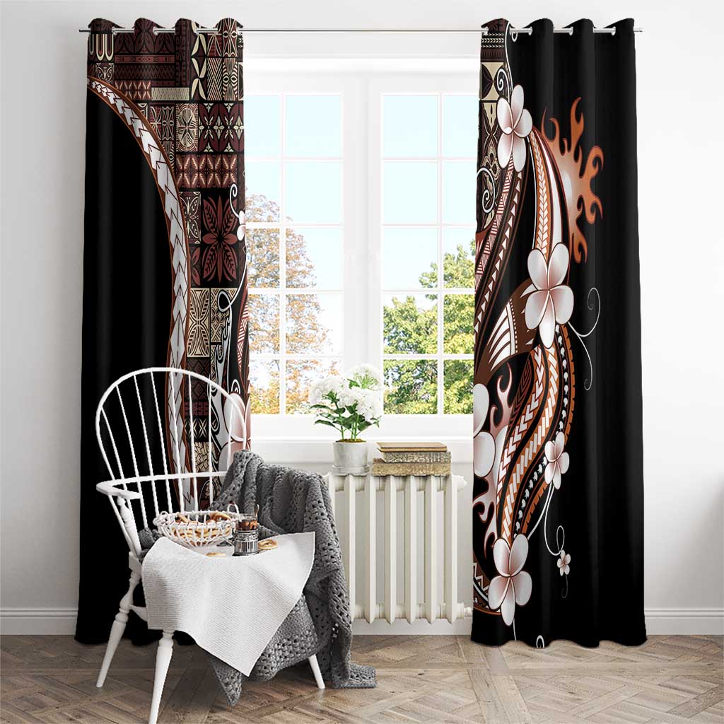 Samoa Siapo Tribal Pattern Window Curtain Brown Polynesian Plumeria Tapa Motif LT9 - Polynesian Pride