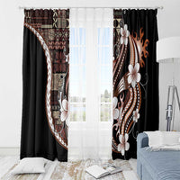 Samoa Siapo Tribal Pattern Window Curtain Brown Polynesian Plumeria Tapa Motif LT9 - Polynesian Pride