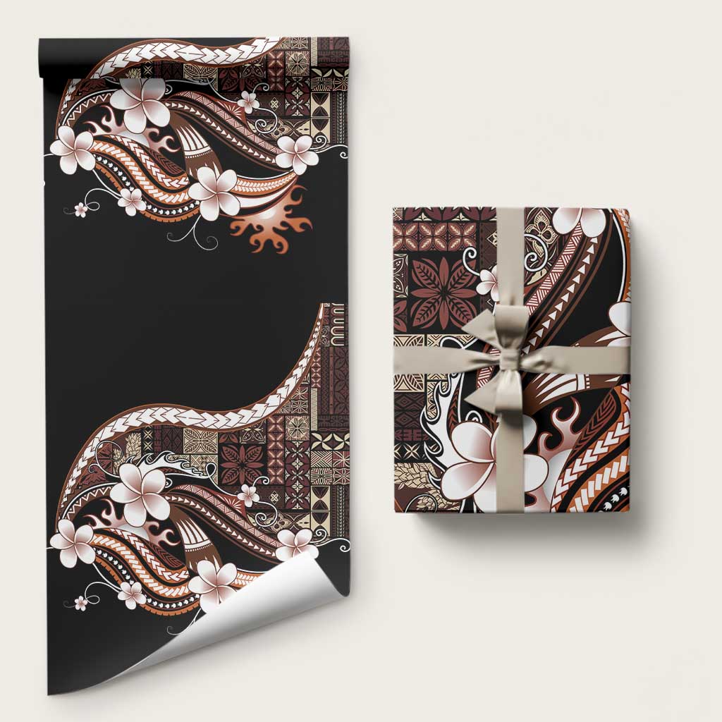 Samoa Siapo Tribal Pattern Wrapping Paper Brown Polynesian Plumeria Tapa Motif LT9 58" × 23" Brown - Polynesian Pride