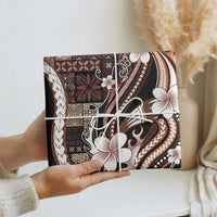Samoa Siapo Tribal Pattern Wrapping Paper Brown Polynesian Plumeria Tapa Motif LT9 - Polynesian Pride