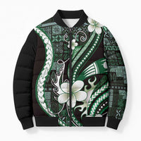 Samoa Siapo Tribal Pattern Bomber Puffer Jacket Forest Green Polynesian Plumeria Tapa Motif LT9 Unisex Green - Polynesian Pride
