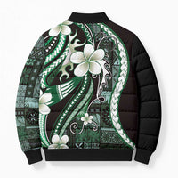 Samoa Siapo Tribal Pattern Bomber Puffer Jacket Forest Green Polynesian Plumeria Tapa Motif LT9 - Polynesian Pride