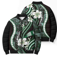 Samoa Siapo Tribal Pattern Bomber Puffer Jacket Forest Green Polynesian Plumeria Tapa Motif LT9 - Polynesian Pride