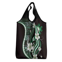 Samoa Siapo Tribal Pattern Grocery Bag Forest Green Polynesian Plumeria Tapa Motif LT9 - Polynesian Pride