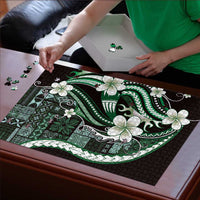 Samoa Siapo Tribal Pattern Puzzle Forest Green Polynesian Plumeria Tapa Motif LT9 - Polynesian Pride