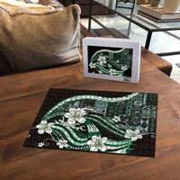 Samoa Siapo Tribal Pattern Puzzle Forest Green Polynesian Plumeria Tapa Motif LT9 - Polynesian Pride