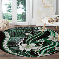 Samoa Siapo Tribal Pattern Round Carpet Forest Green Polynesian Plumeria Tapa Motif LT9 - Polynesian Pride