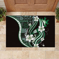 Samoa Siapo Tribal Pattern Rubber Doormat Forest Green Polynesian Plumeria Tapa Motif LT9 Green - Polynesian Pride