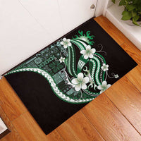 Samoa Siapo Tribal Pattern Rubber Doormat Forest Green Polynesian Plumeria Tapa Motif LT9 - Polynesian Pride