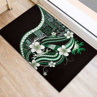 Samoa Siapo Tribal Pattern Rubber Doormat Forest Green Polynesian Plumeria Tapa Motif LT9 - Polynesian Pride