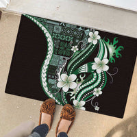 Samoa Siapo Tribal Pattern Rubber Doormat Forest Green Polynesian Plumeria Tapa Motif LT9 - Polynesian Pride