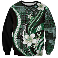 Samoa Siapo Tribal Pattern Sweatshirt Forest Green Polynesian Plumeria Tapa Motif LT9 Unisex Green - Polynesian Pride