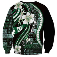 Samoa Siapo Tribal Pattern Sweatshirt Forest Green Polynesian Plumeria Tapa Motif LT9 - Polynesian Pride