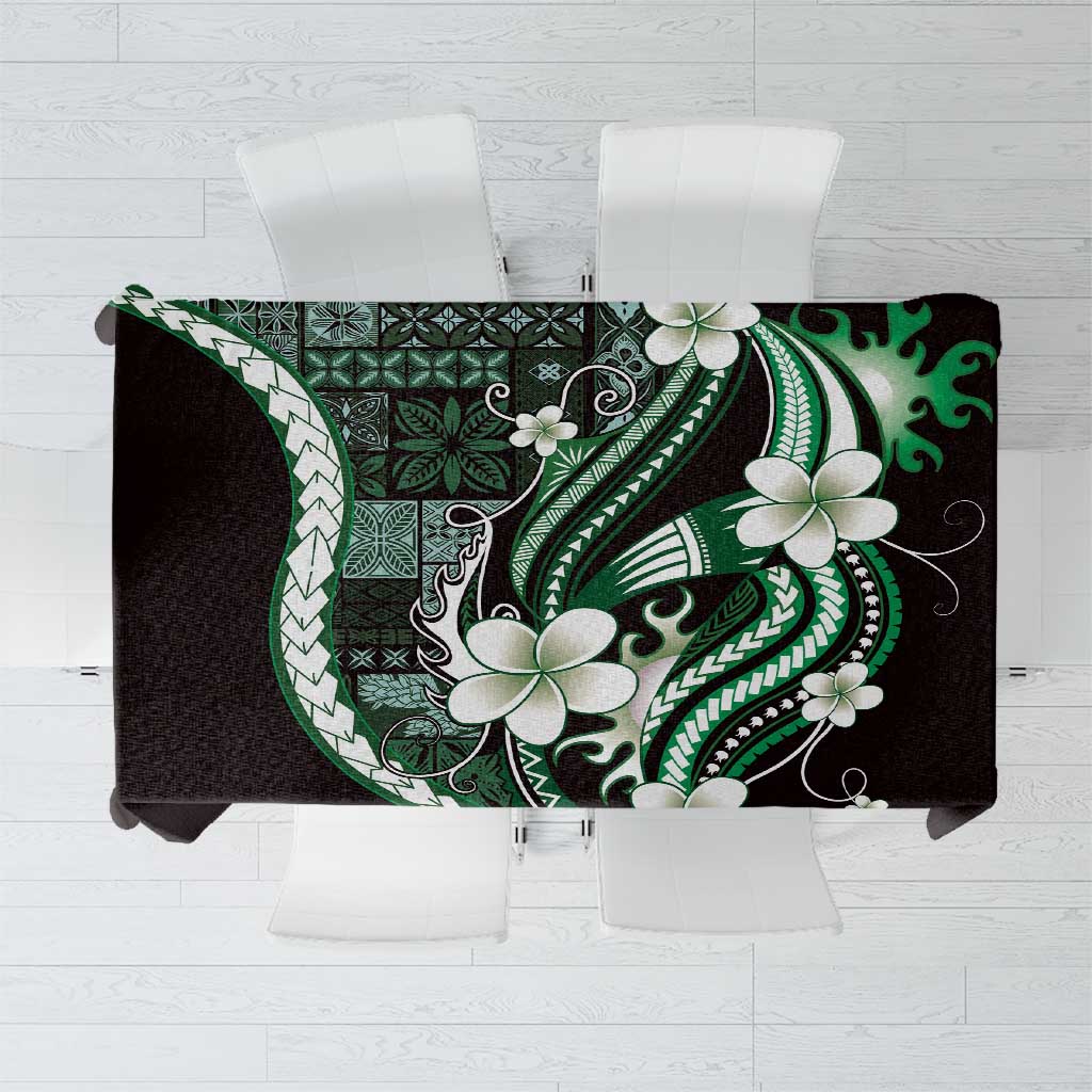 Samoa Siapo Tribal Pattern Tablecloth Forest Green Polynesian Plumeria Tapa Motif LT9 Green - Polynesian Pride
