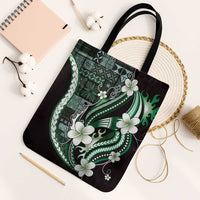 Samoa Siapo Tribal Pattern Tote Bag Forest Green Polynesian Plumeria Tapa Motif LT9 Black Strap One Size Green - Polynesian Pride